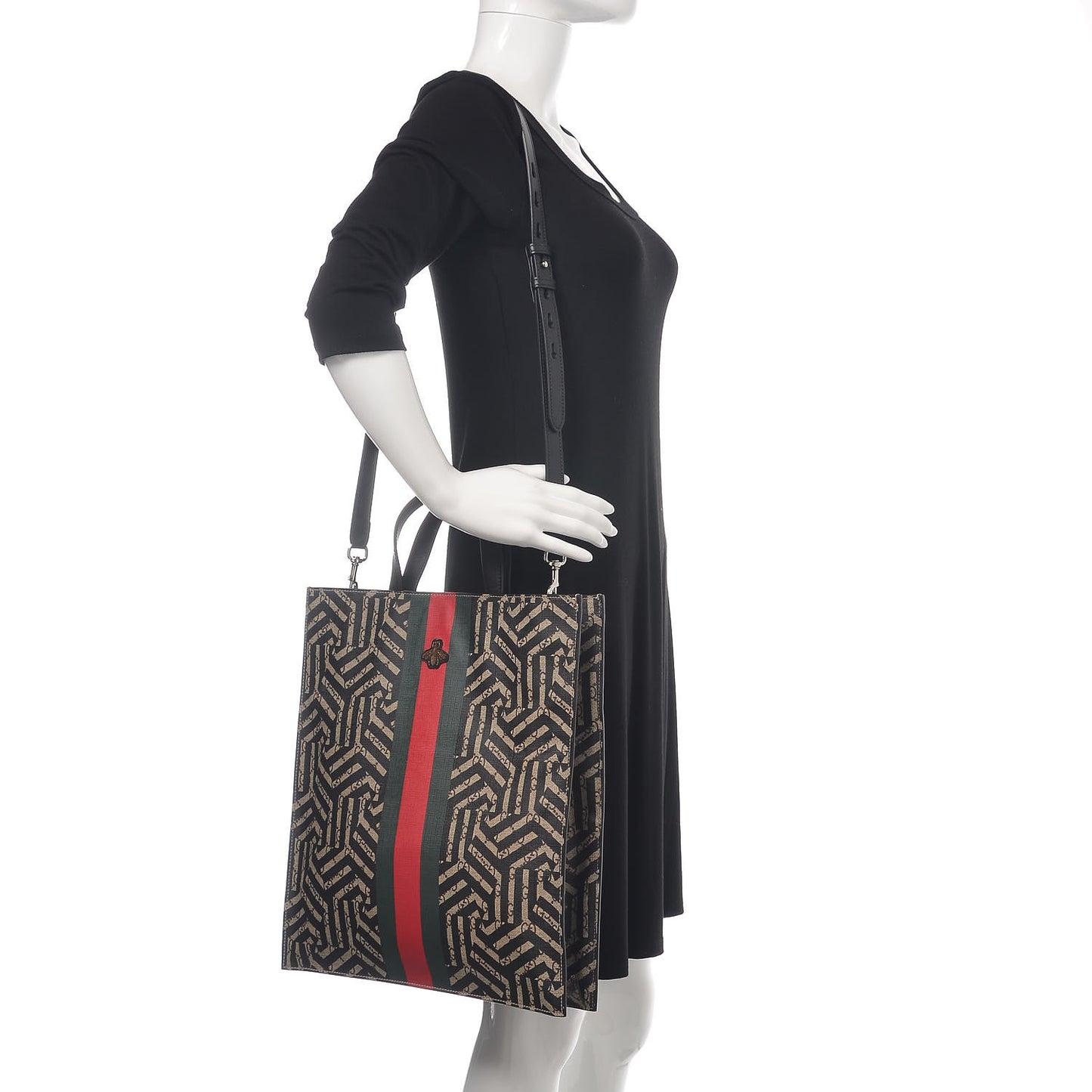 GG Supreme Monogram Caleido Web Vertical Tote Black