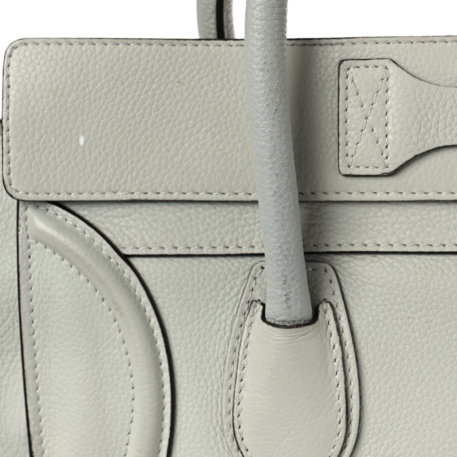 Celine Drummed Calfskin Mini Luggage Pebble Grey 11 of 14