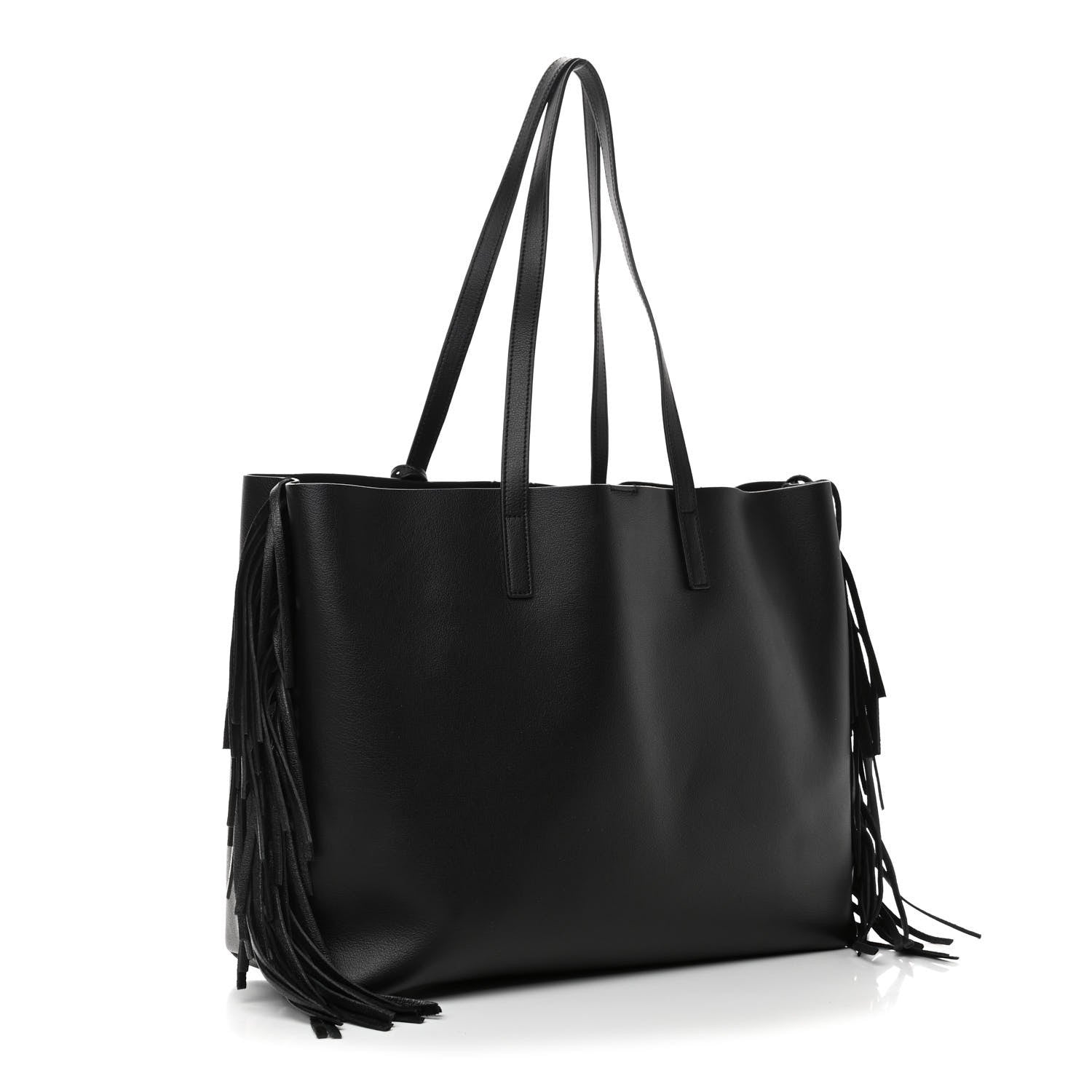 Saint Laurent Calfskin Large Fringe Shopping Tote Black 2 of 4