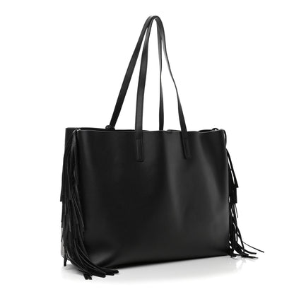 Saint Laurent Calfskin Large Fringe Shopping Tote Black 2 of 4