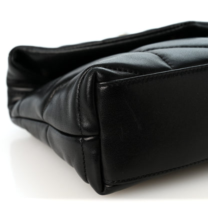 Saint Laurent Lambskin Quilted Toy Loulou Puffer Monogram Chain Satchel Black 9 of 11