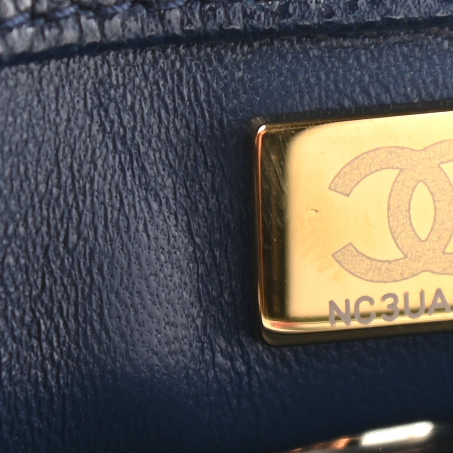 Caviar Quilted Lizard Embossed Mini Coco Handle Flap Navy Blue
