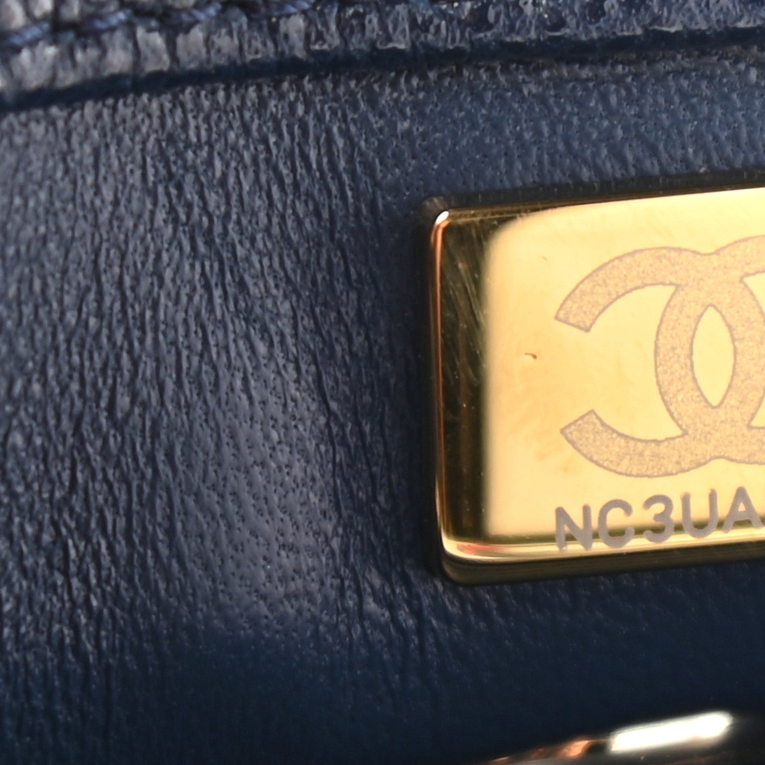 Chanel Caviar Quilted Lizard Embossed Mini Coco Handle Flap Navy Blue 9 of 9