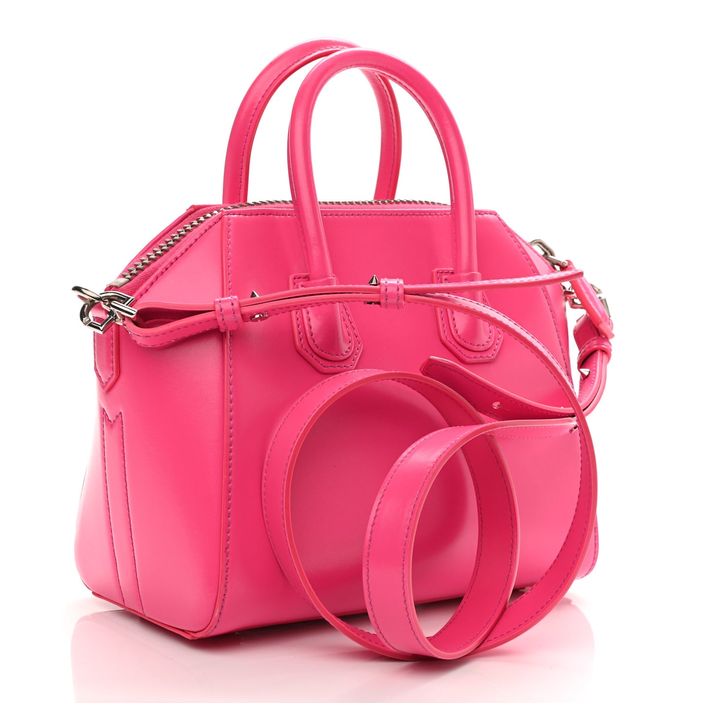 Shiny Lord Calfskin Mini Antigona Shocking Pink
