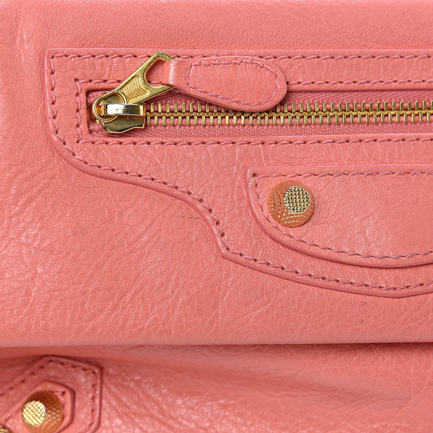 Agneau Giant 12 Gold Hardware Envelope Strap Clutch Rose Azalee