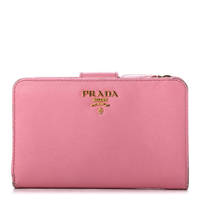 Prada Saffiano Compact Wallet Geranio 1 of 13
