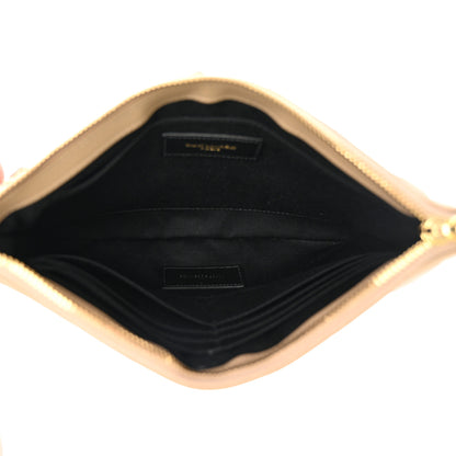 Saint Laurent Calfskin Matelasse Chevron Monogram A5 Wristlet Light Taupe 5 of 10