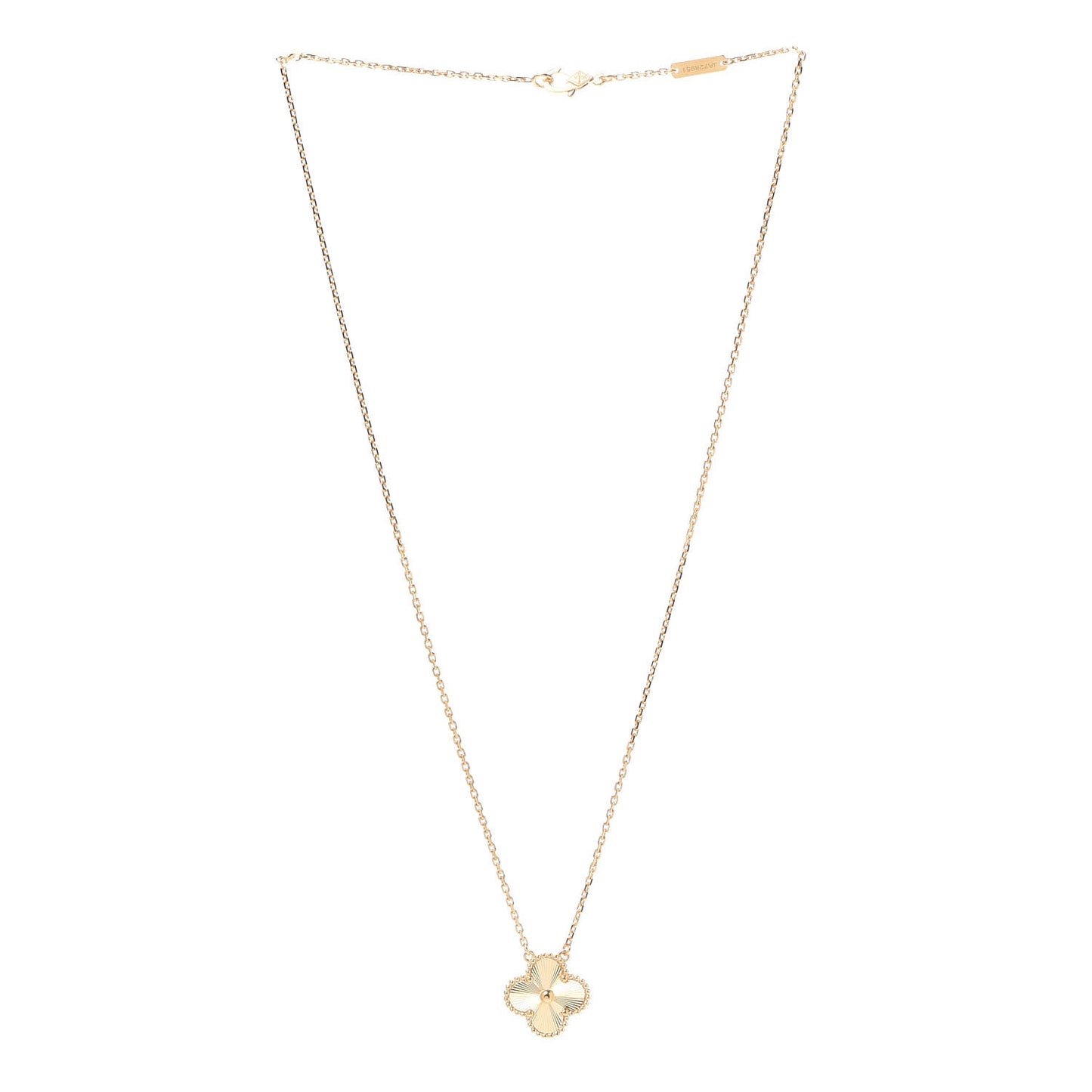 18K Yellow Gold Guilloche Vintage Alhambra Pendant Necklace