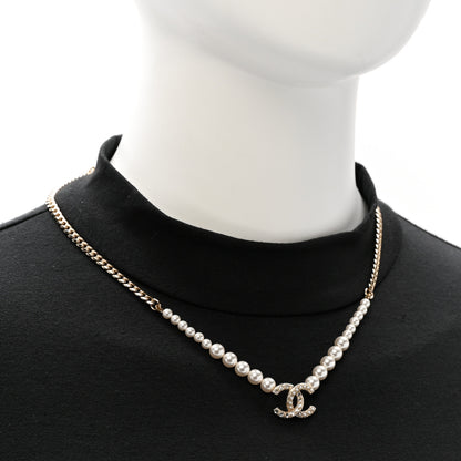 Chanel Pearl Crystal CC Short Necklace Gold 2 of 6