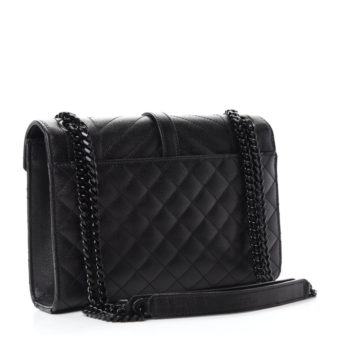 Grain De Poudre Textured Mixed Matelasse Triquilt Medium Monogram Satchel Black