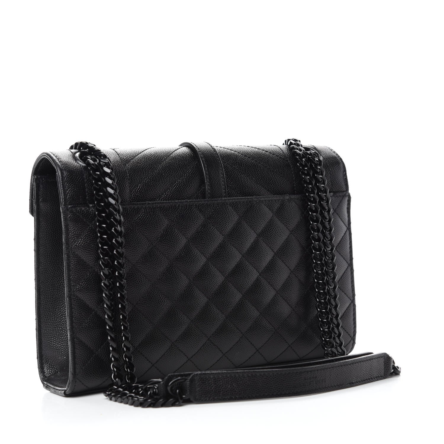Saint Laurent Grain De Poudre Textured Mixed Matelasse Triquilt Medium Monogram Satchel Black 3 of 12