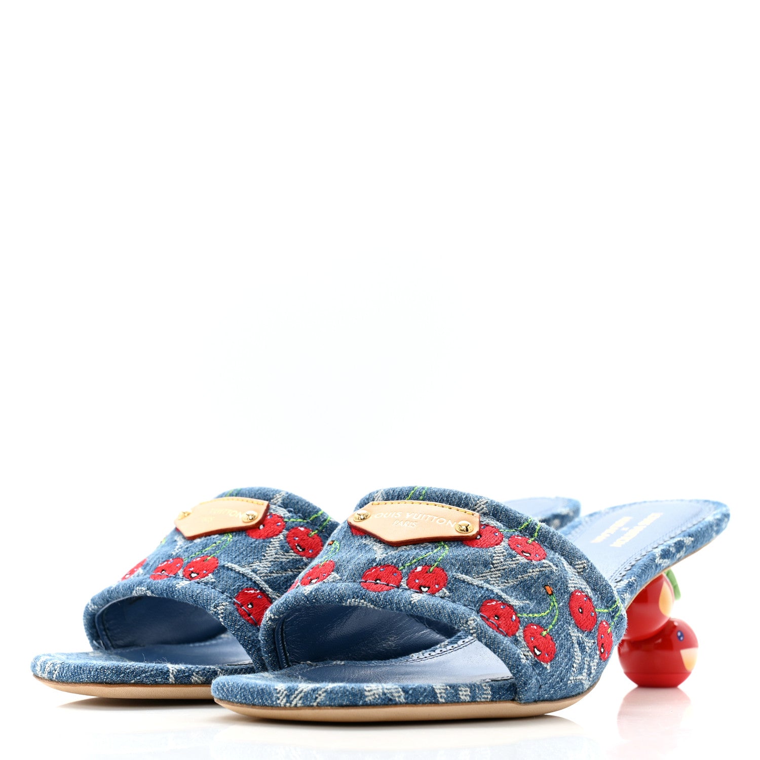 Louis Vuitton LV X TM Monogram Denim Cerises Lily Mules 37 Blue 3 of 10