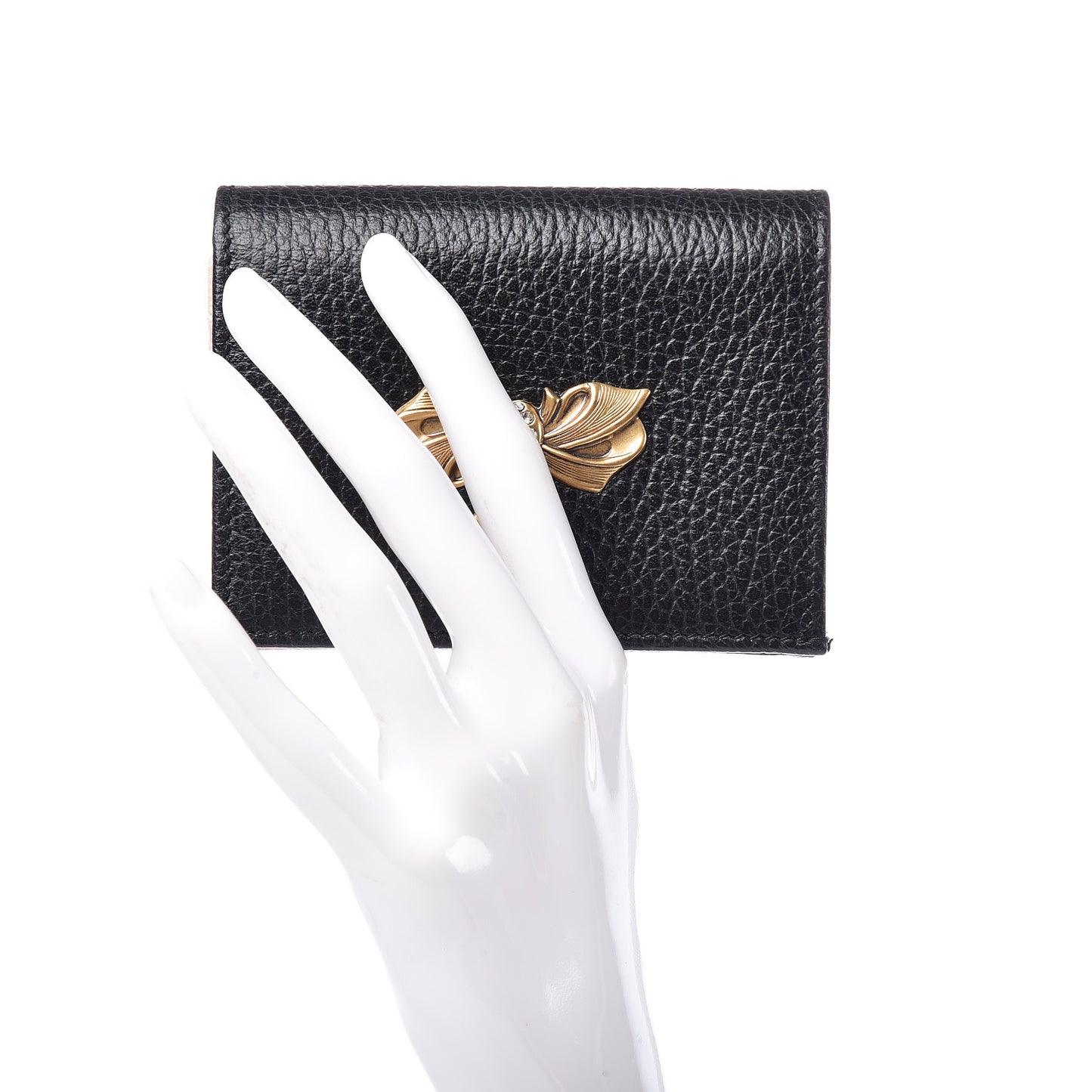 Calfskin GG Marmont Bow Card Case Black