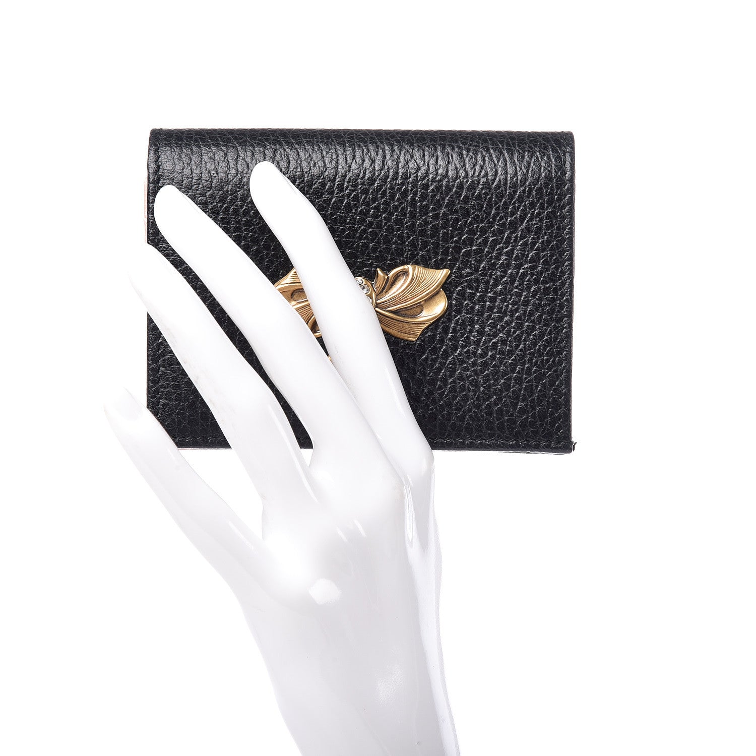 Gucci Calfskin GG Marmont Bow Card Case Black 2 of 7