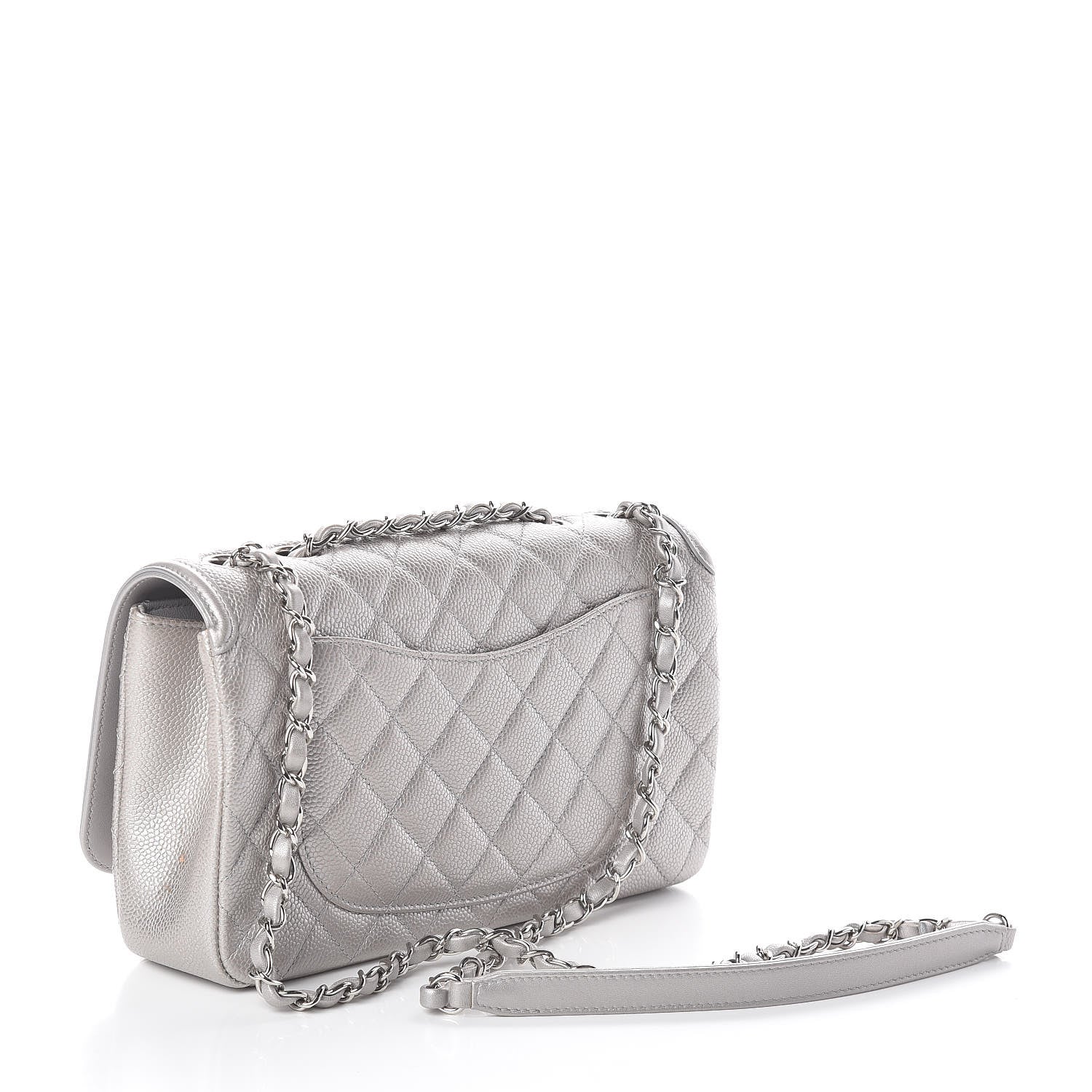 Chanel Metallic Caviar Quilted Medium CC Filigree Flap Silver 3 of 11