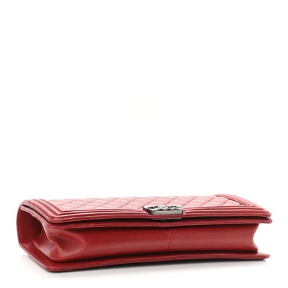 Chanel Lambskin Quilted Boy Flap Clutch Red 4 of 11