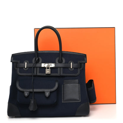 Hermes Goeland Toile Swift Cargo Birkin 35 Bleu Marine 13 of 13