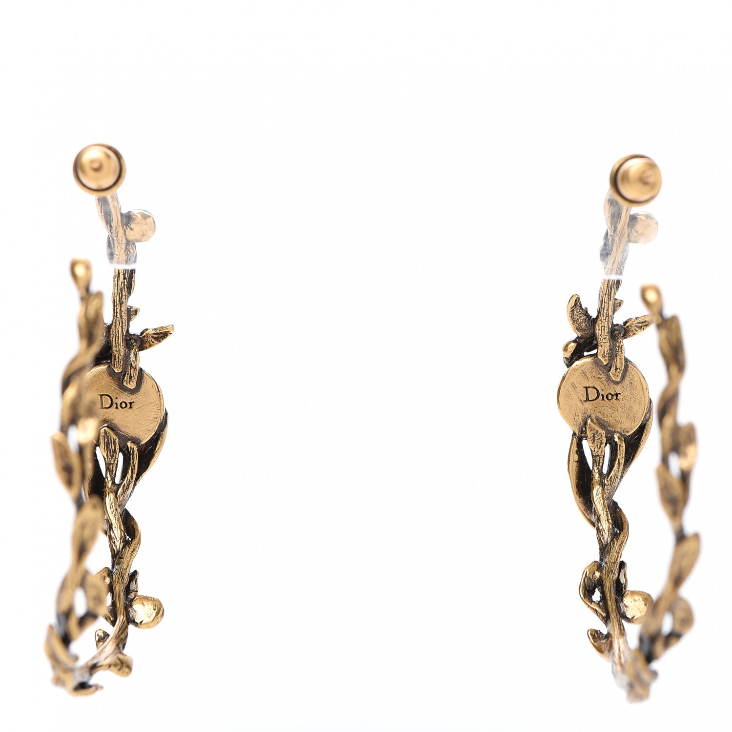 Christian Dior Metal Resin J'Adior Hoop Earring Aged Gold 4 of 5
