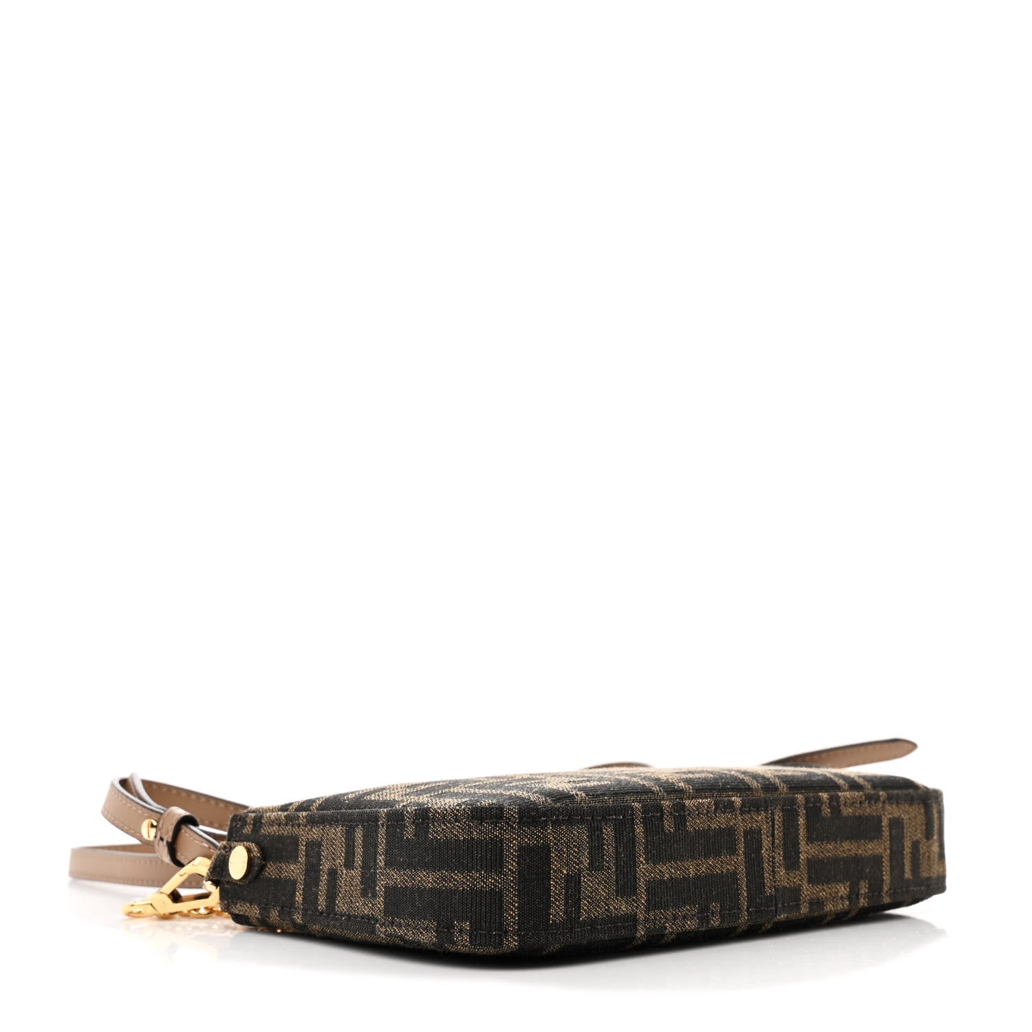 Fendi Fabric Jacquard Vitello Grace FF 1974 Baguette Pouch Tobacco Moro Sand 4 of 11