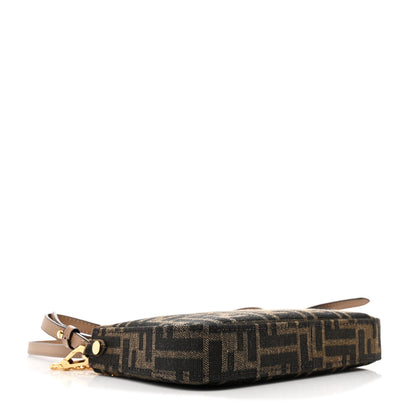 Fendi Fabric Jacquard Vitello Grace FF 1974 Baguette Pouch Tobacco Moro Sand 4 of 11