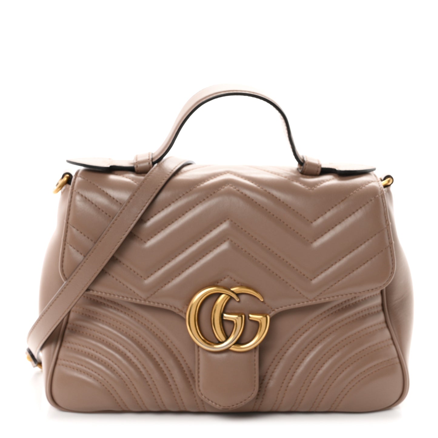 Calfskin Matelasse Small GG Marmont Top Handle Shoulder Bag Porcelain Rose