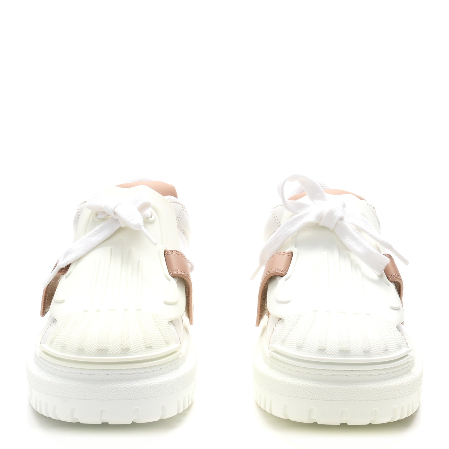 Calfskin Bi-Color Dior-ID Platform Sneakers 37.5 White Nude