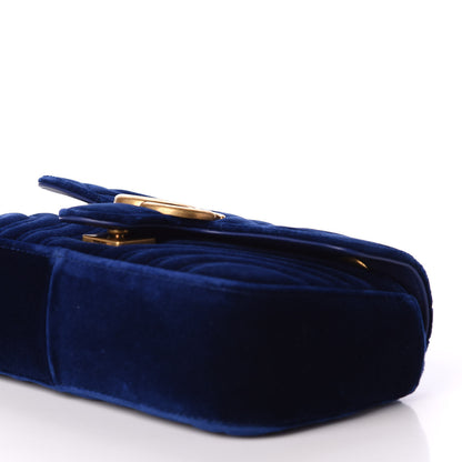 Gucci Velvet Matelasse Mini GG Marmont Shoulder Bag Cobalt Blue 8 of 11