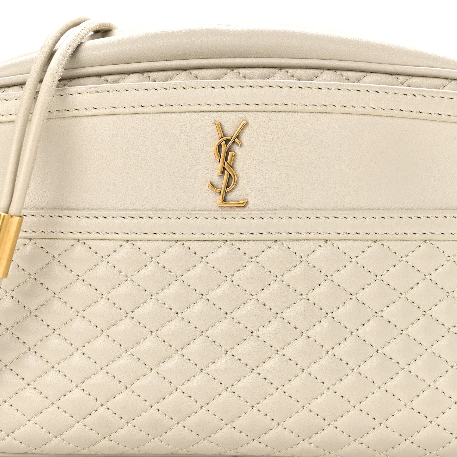 Saint Laurent Lambskin Quilted Victoire Camera Bag Blanc Vintage 10 of 16