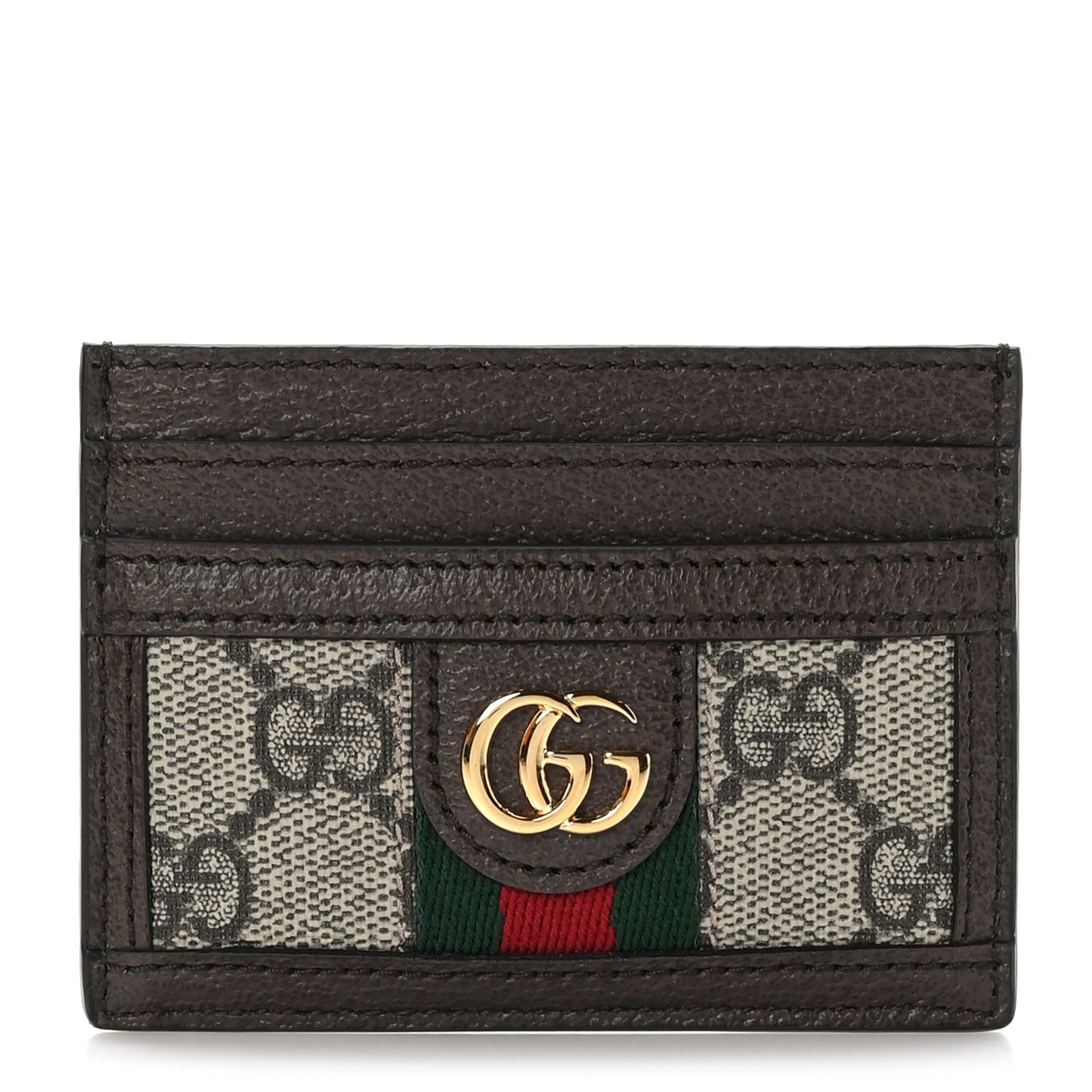 GG Supreme Monogram Ophidia Card Holder Brown