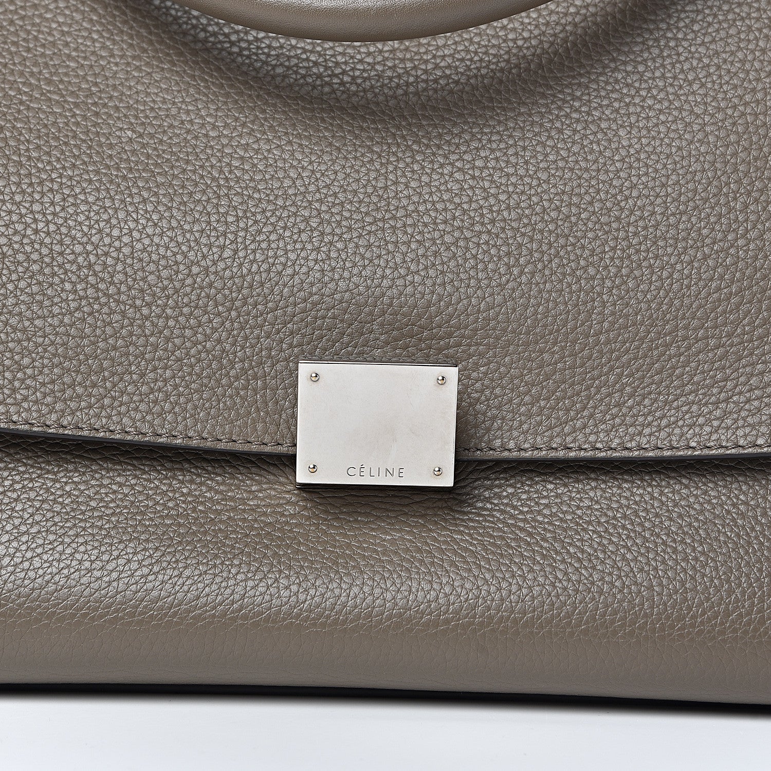 Celine Drummed Calfskin Medium Trapeze Souris 16 of 16
