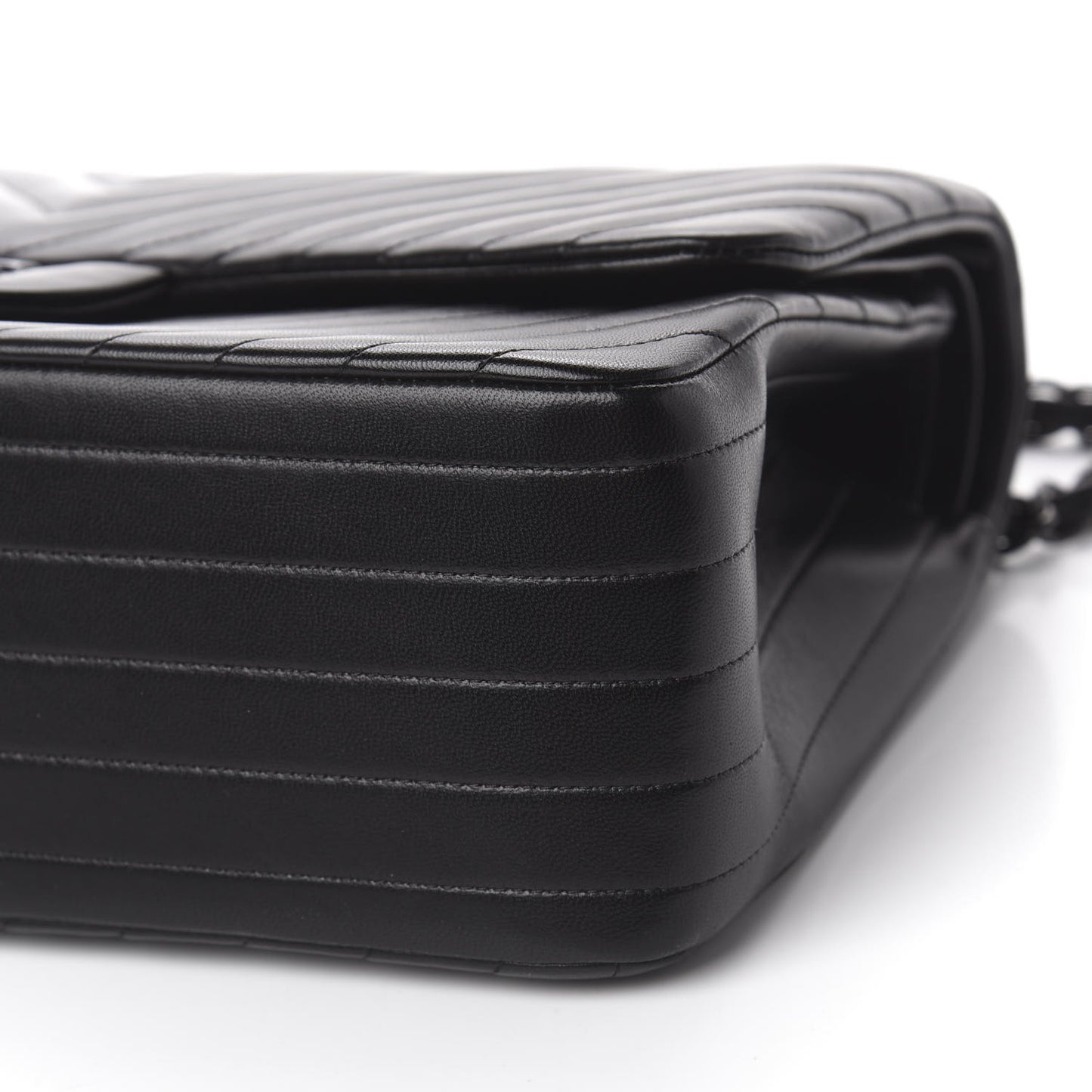 Lambskin Chevron Quilted Jumbo Double Flap So Black