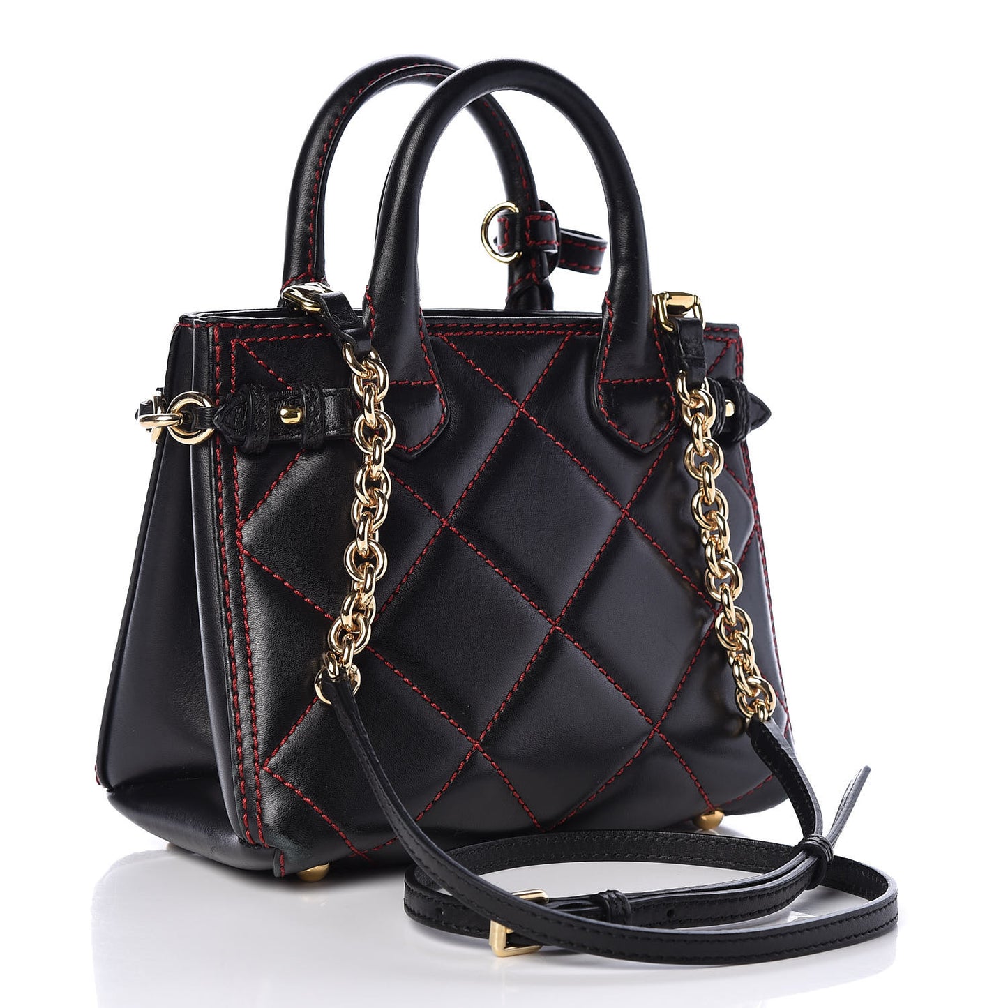 Lambskin Quilted Baby Banner Tote Black