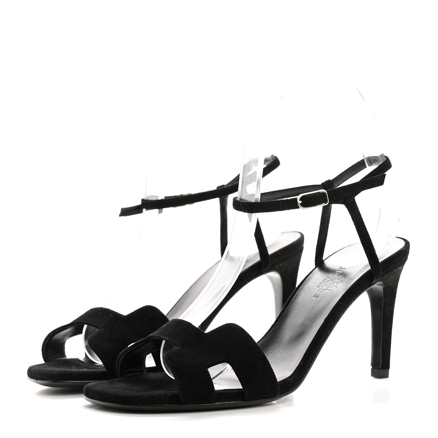 Hermes Suede Goatskin Heden 80 Sandals 36.5 Black 3 of 8