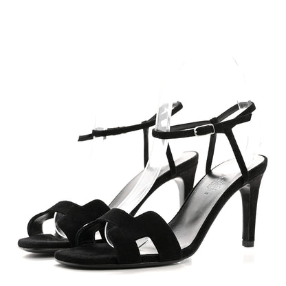 Hermes Suede Goatskin Heden 80 Sandals 36.5 Black 3 of 8