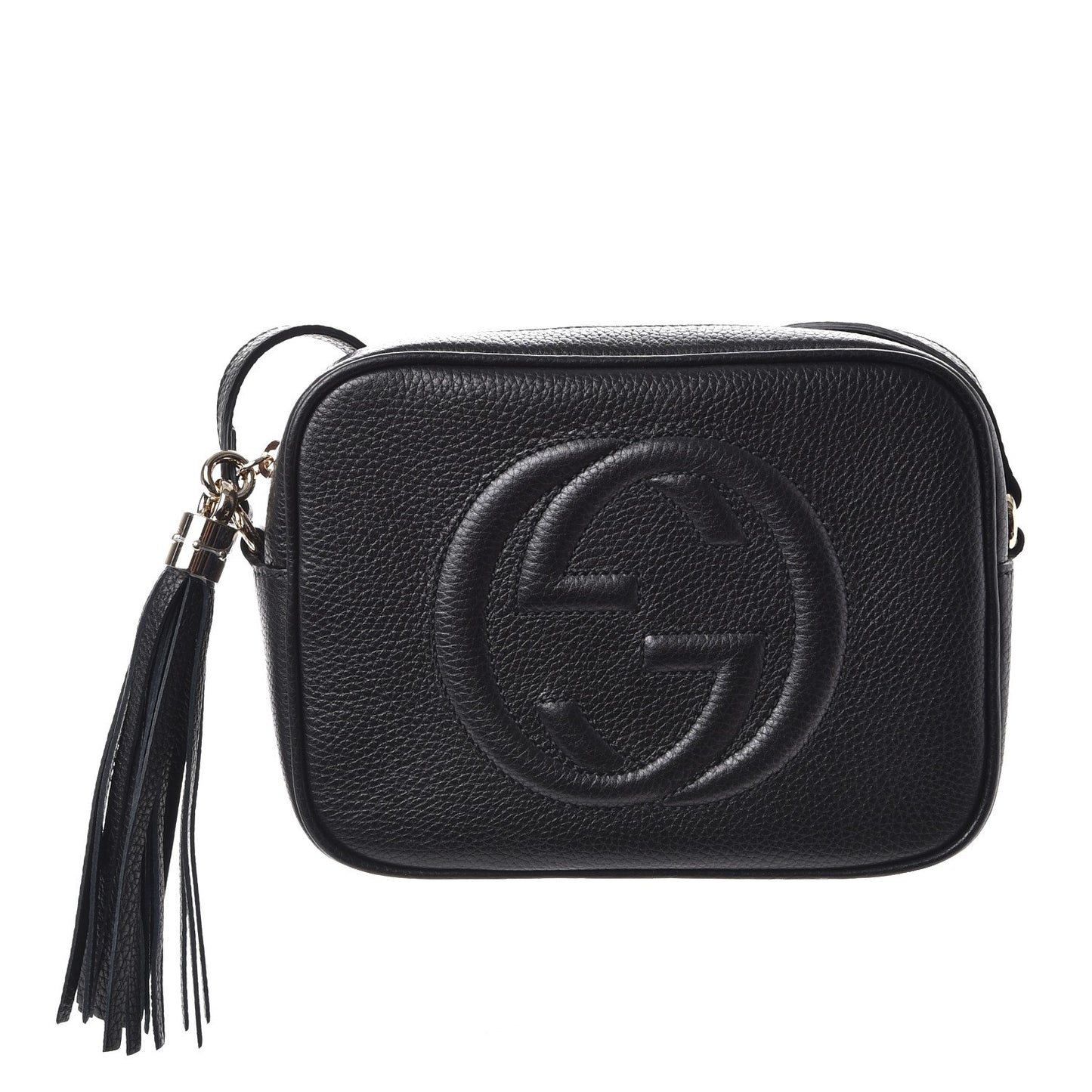 Pebbled Calfskin Small Soho Disco Bag Black
