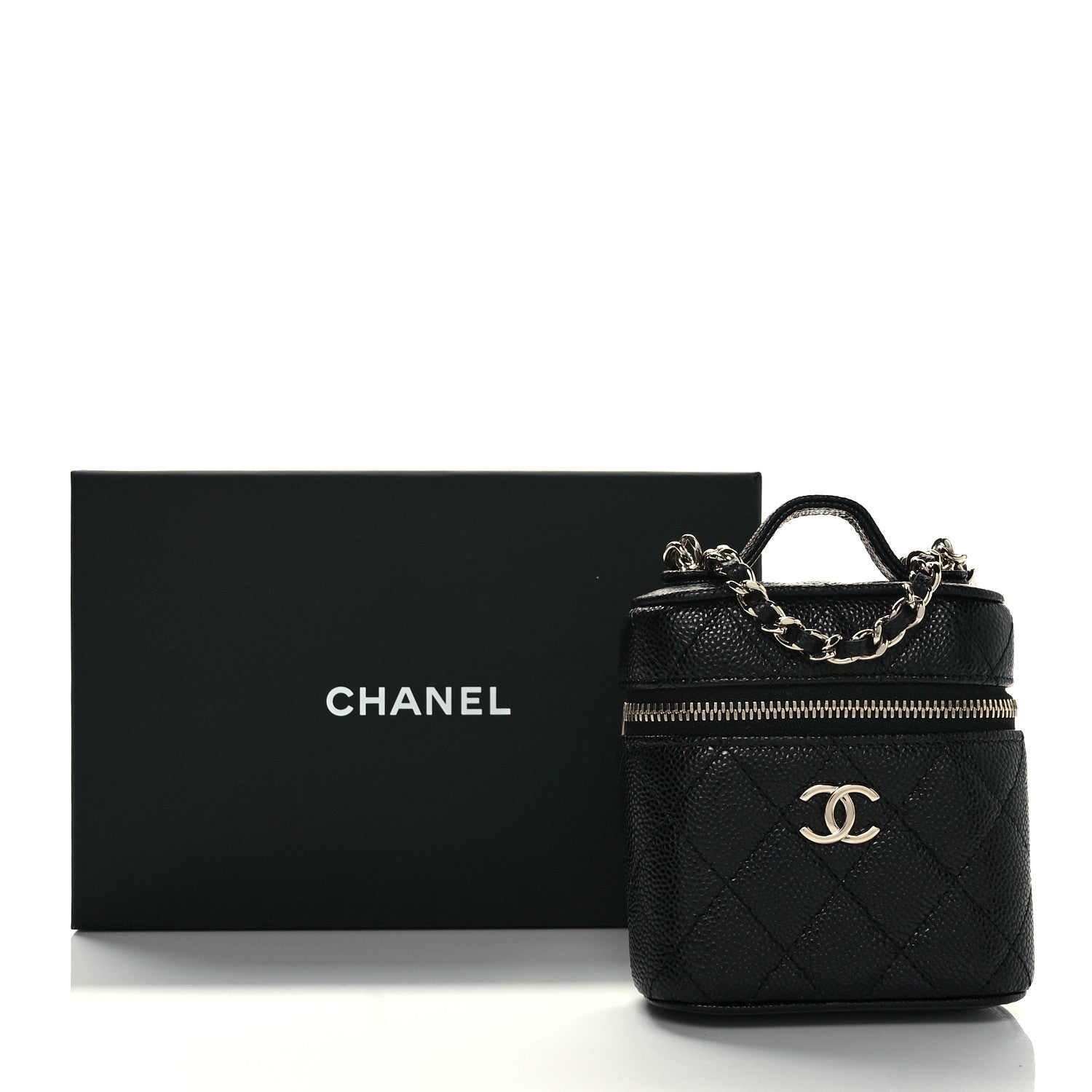 Chanel Caviar Quilted Small Handle With Care Vanity Case With Chain Black 10 of 10