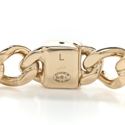 Chanel Metal CC Chain Link Choker Necklace L Gold 4 of 5