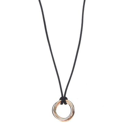 Cartier 18K Pink Yellow White Gold Trinity Cord Necklace 1 of 9