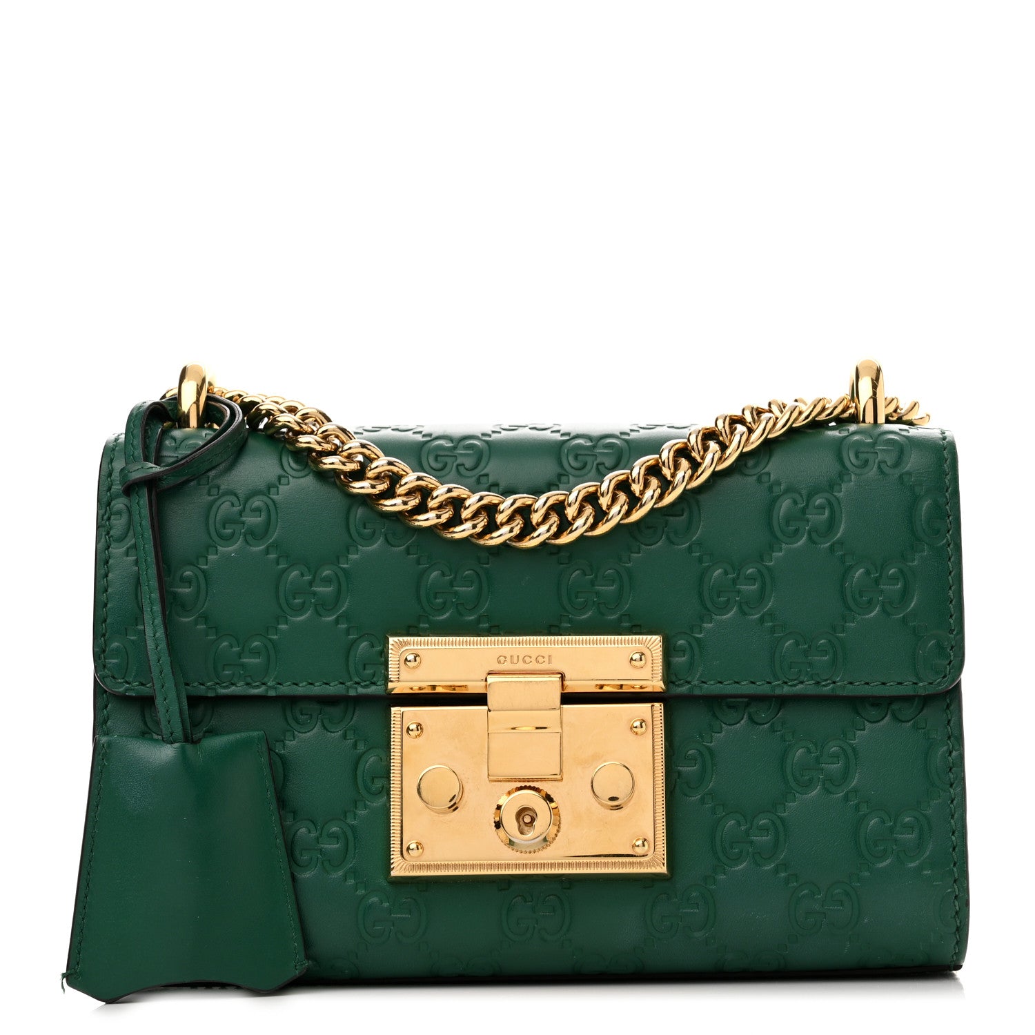 Gucci Guccissima Small Padlock Shoulder Bag Emerald 1 of 12