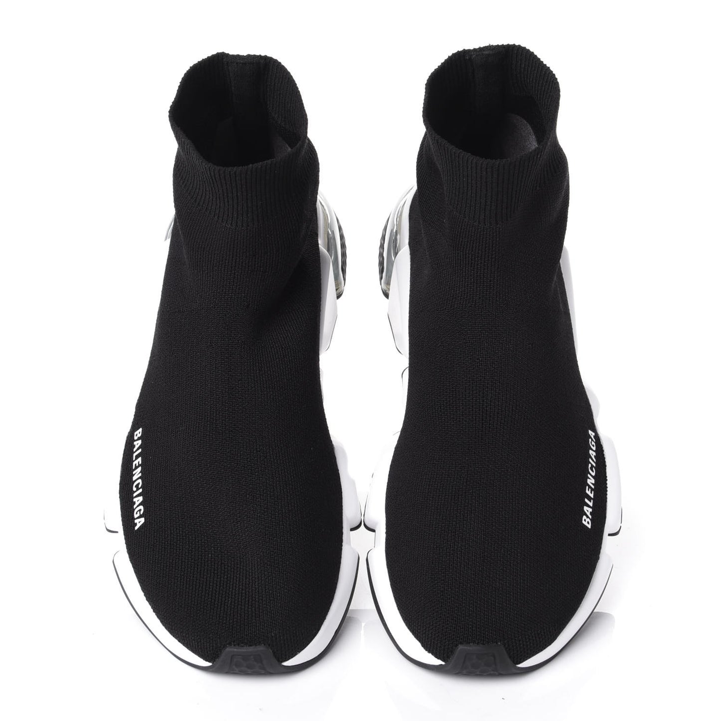 Neoprene Knit Womens Speed Clear Sole Sneakers 41 Black White