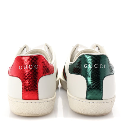 Gucci Calfskin Ayers Bee Embroidered Womens Ace Sneakers 36 White Green 6 of 11