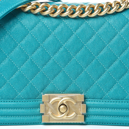 Chanel Caviar Quilted Medium Boy Flap Turquoise 8 of 12