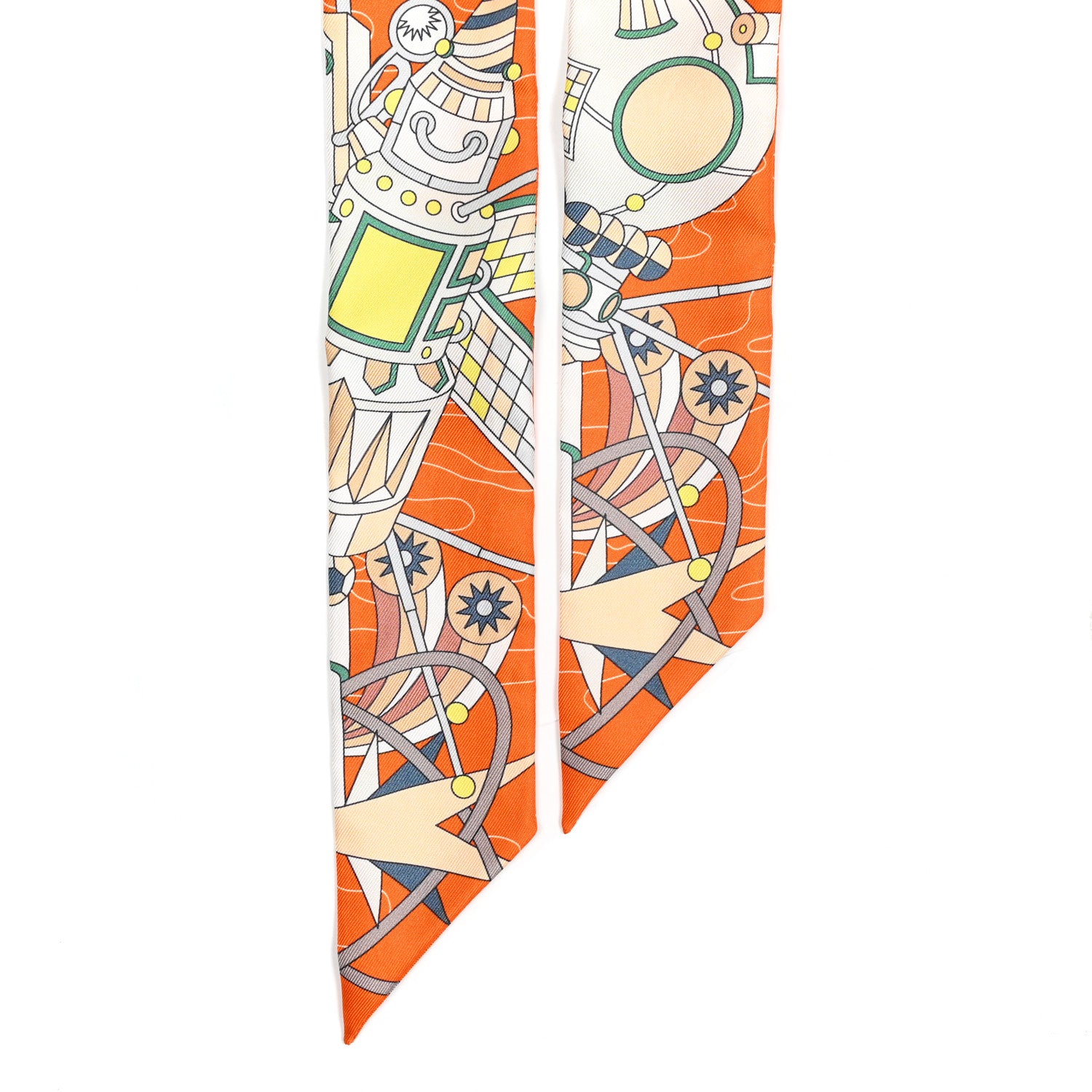 Hermes Silk Odyssey Twilly Orange Vert Jaune 2 of 5