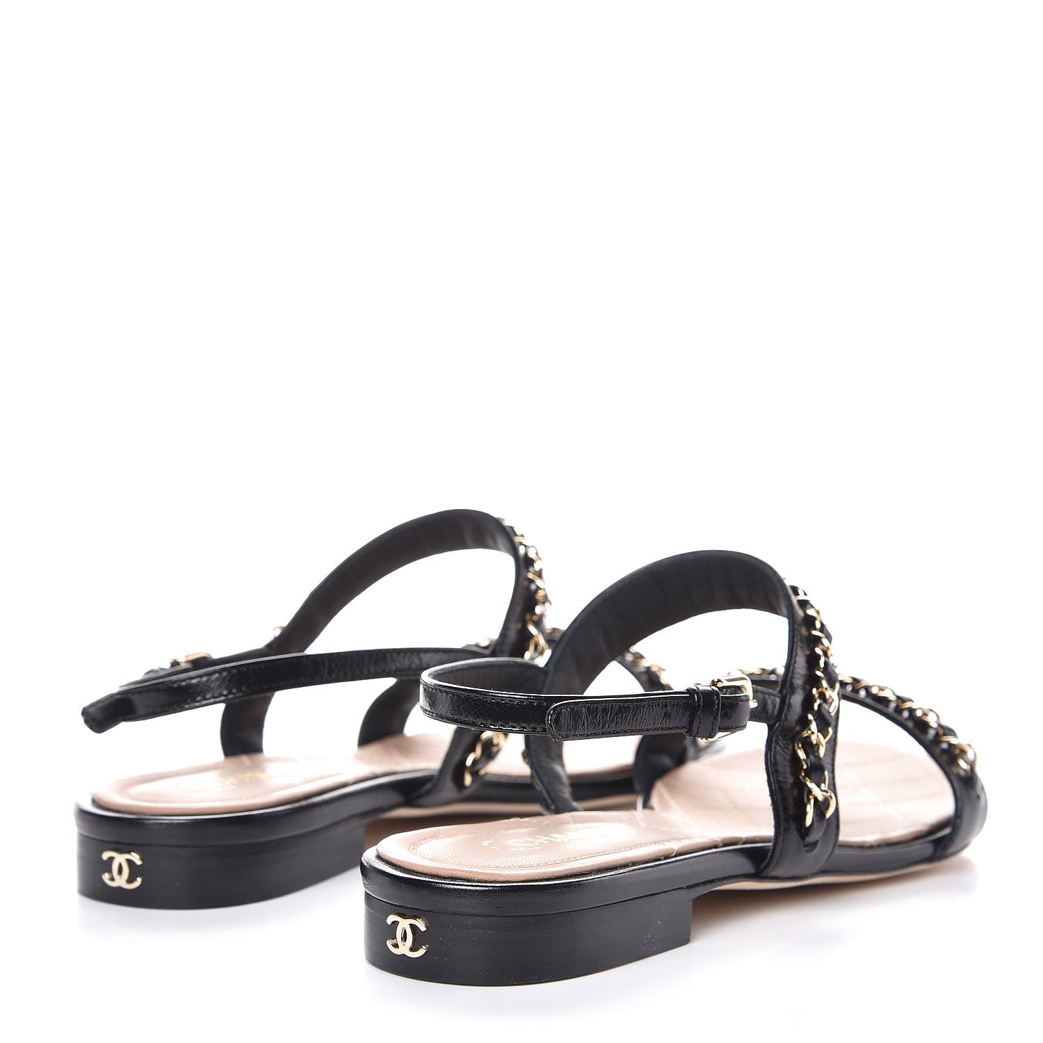 Chanel Lambskin CC Chain Sandals 36 Black 4 of 8