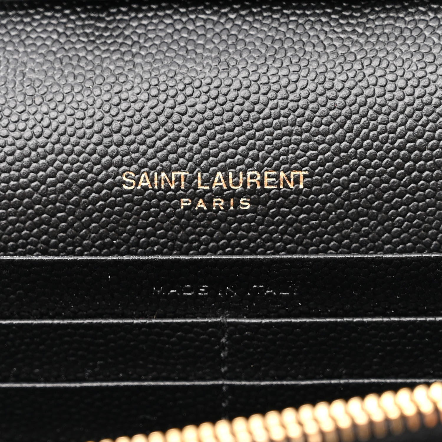 Saint Laurent Grain De Poudre Matelasse Chevron Monogram Chain Wallet Black 6 of 8