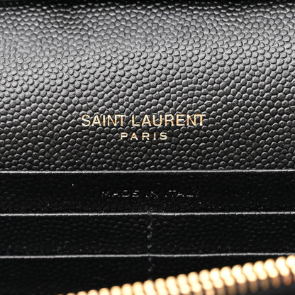 Saint Laurent Grain De Poudre Matelasse Chevron Monogram Chain Wallet Black 6 of 8