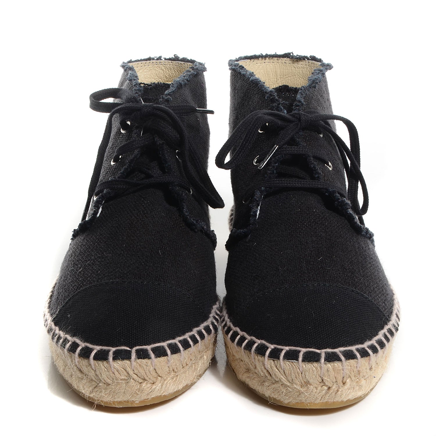 Chanel Canvas Lace Up Espadrilles 40 Black 2 of 8