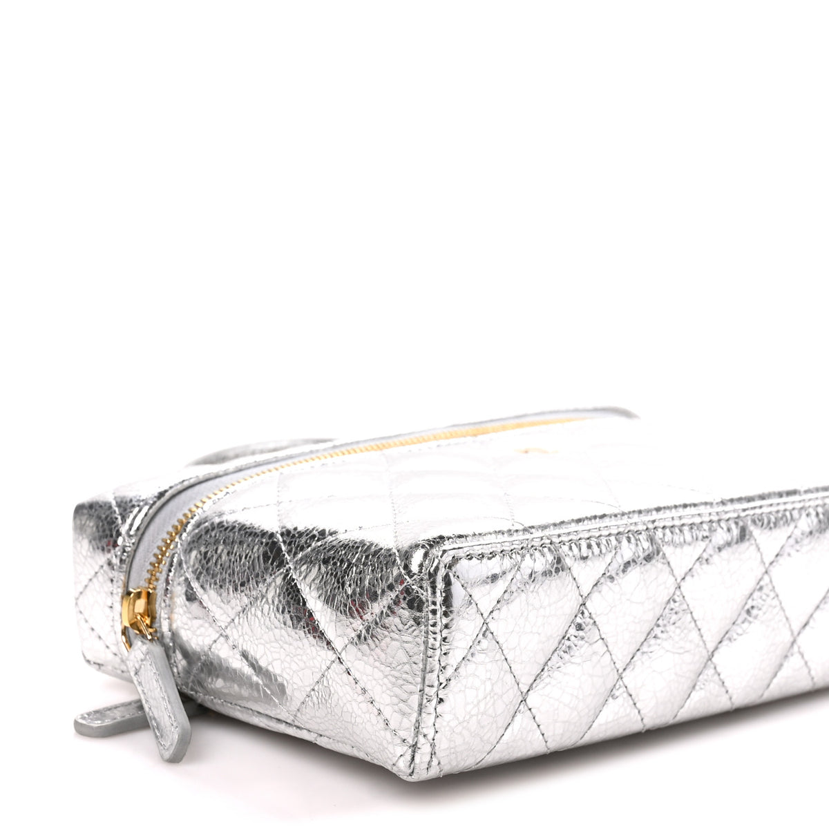 Chanel Metallic Calfskin Quilted Top Handle Slim Vanity With Chain Silver 9 of 10