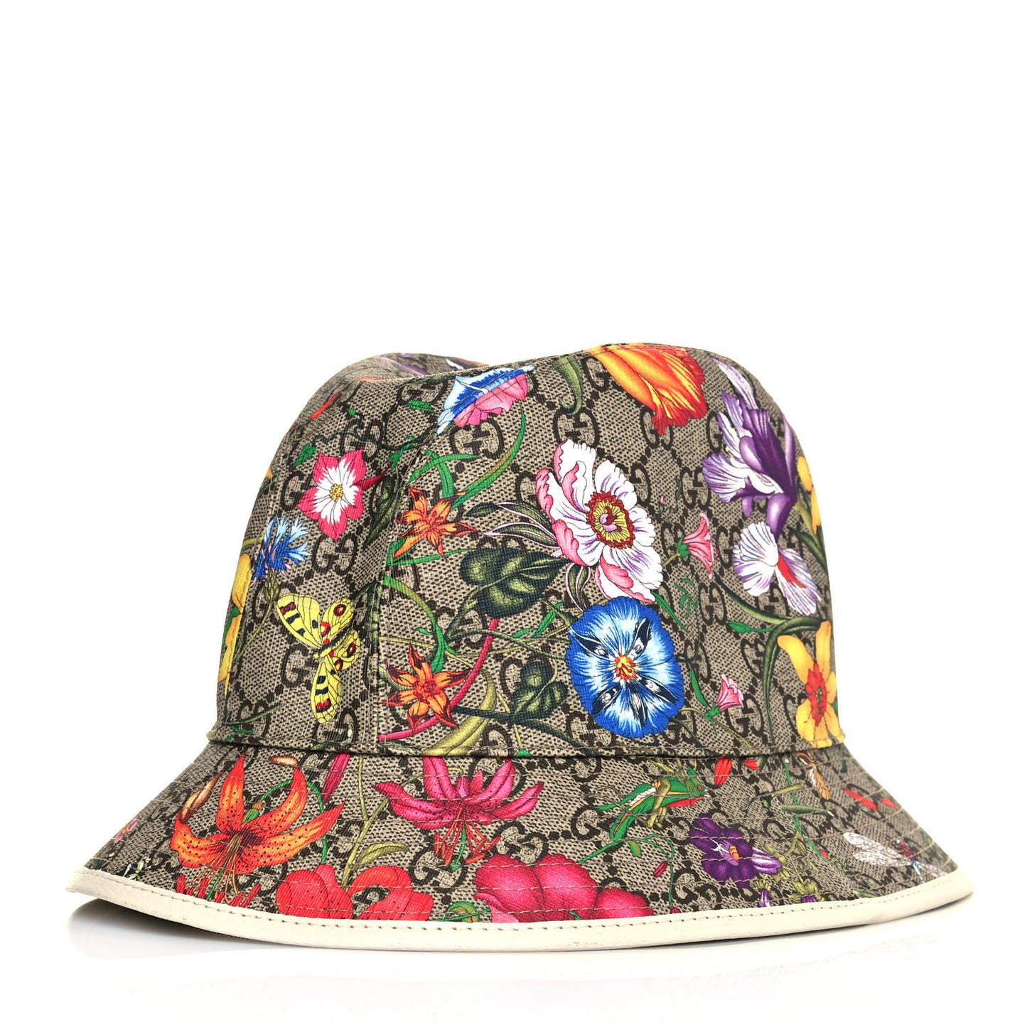 GG Supreme Monogram Flora Fedora Hat S White