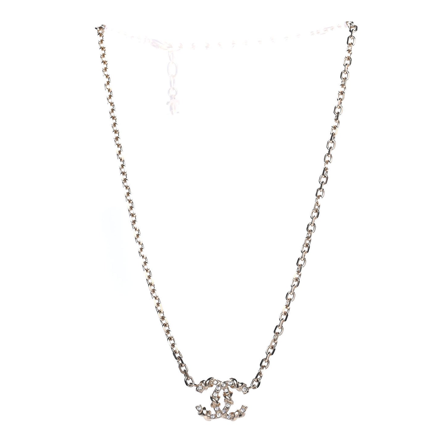 Crystal CC Pendant Chain Necklace Gold